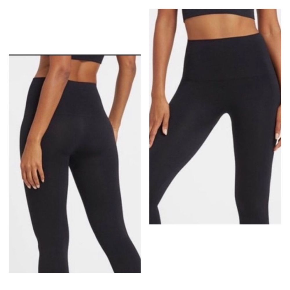Spanx seamless leggings with zipper bottoms size S black